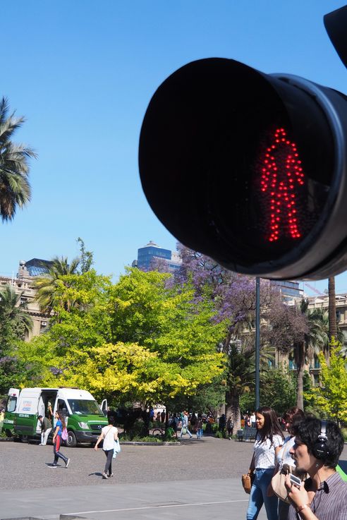 Feu pour piétons à Santiago