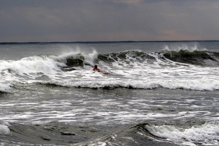 Surfeur sur la plage d'Ostional