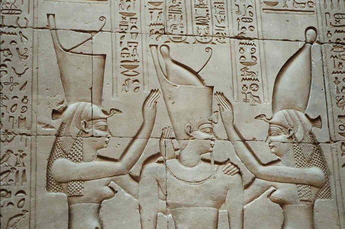 Ouadjet, Pharaon et Nekhbet au temple d'Edfou