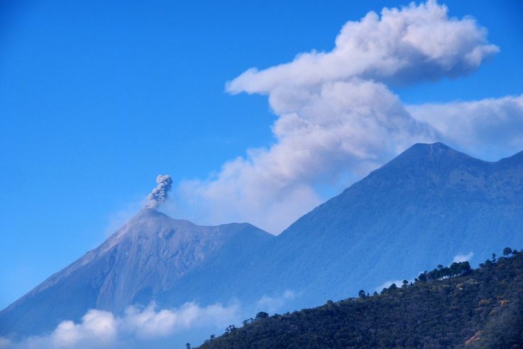 Le volcan de fuego et Guatemala City