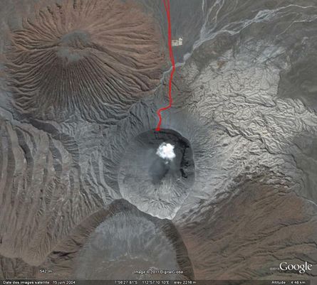 Relevé GPS au volcan Bromo. Java.