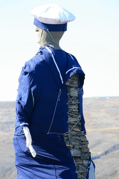 Statue de pierres à Kleifabui. Vestfirðir.