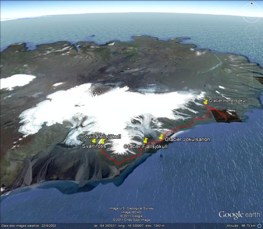 Relevés GPS calotte glacière Vatnajökull