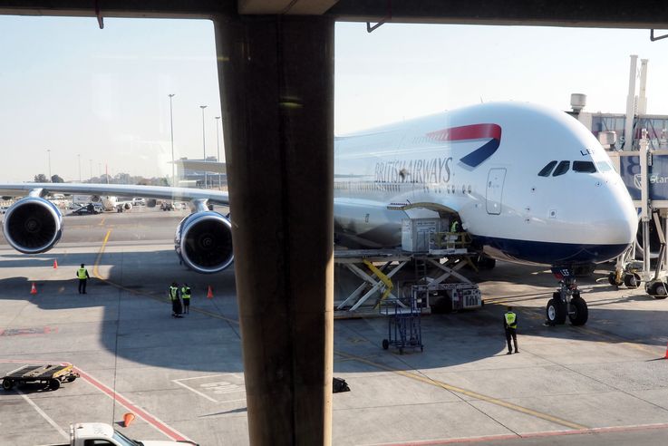 L'airbus A380 à l'aéroport de Johannesburg
