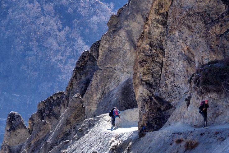 Chemin menant au camp de base du lac Tilicho
Altitude : 4224 mètres