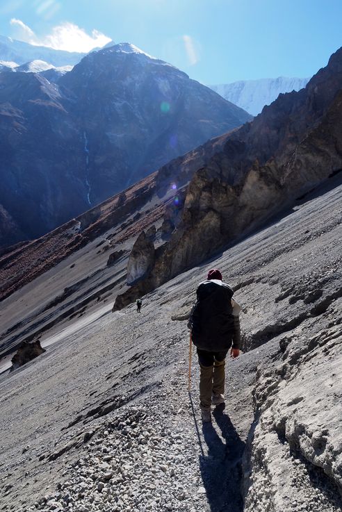 Chemin menant au camp de base du lac Tilicho
Altitude : 4137 mètres