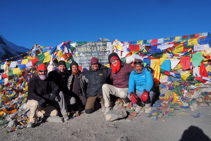 L'équipe au complet au col du Thorong La
Altitude : 5379 mètres