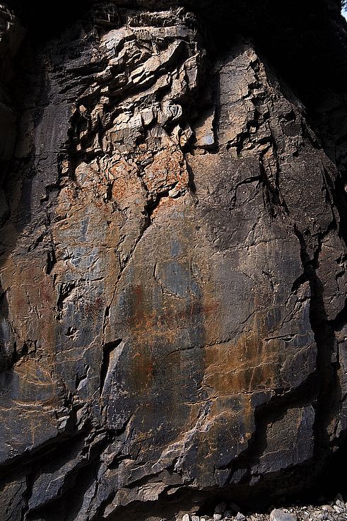 Peintures rupestres sur la paroi rocheuse du Grotto Canyon.