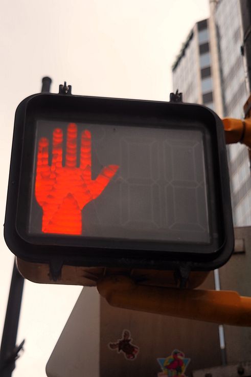 Pedestrian traffic light in the Gastown neighborhood, Vancouver.