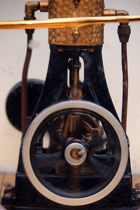 Detail of the steam engine mechanism of the Gastown clock in Vancouver.