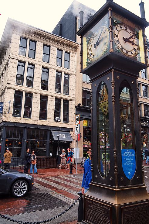Gastown steam clock on Water Street in Vancouver.