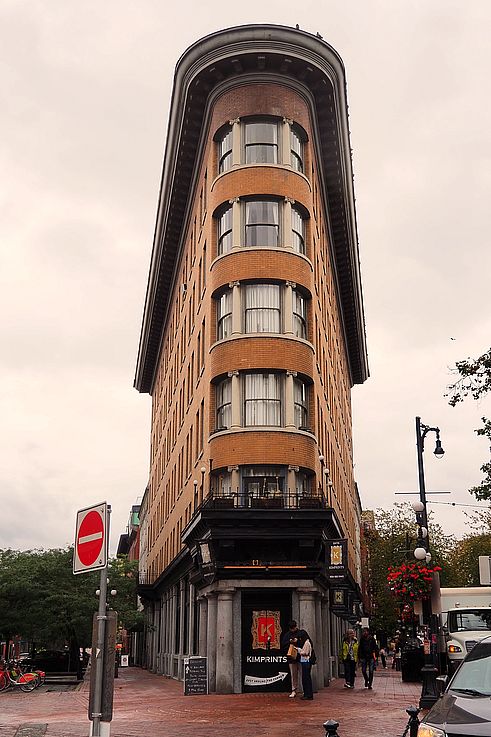Hotel Europe, a flatiron-style building in the Gastown neighborhood, Vancouver.