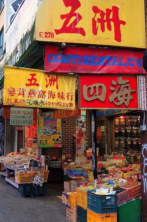 Chinese grocery store on East Pender Street in the Chinatown district, Vancouver.