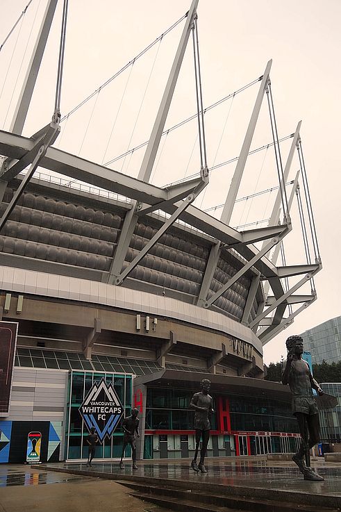 Terry Fox statues in front of BC Place stadium in Vancouver.