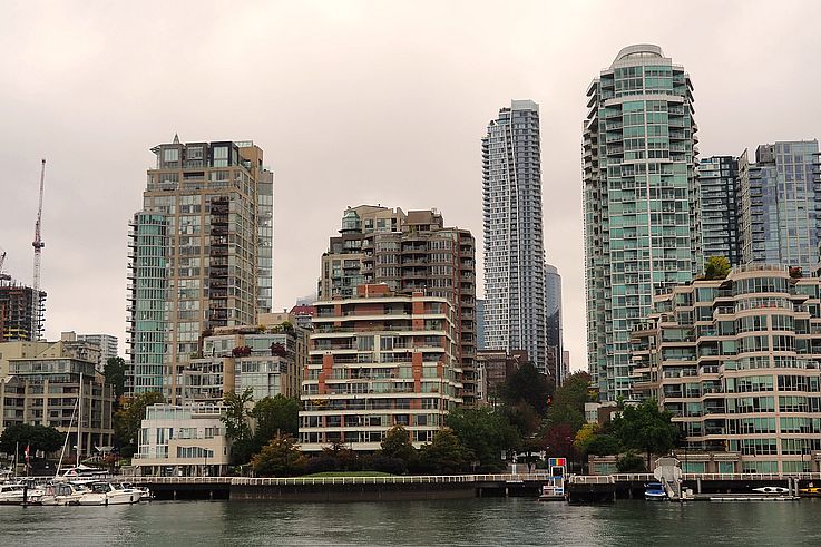Residential towers on the waterfront of the Fairview district in Vancouver.
