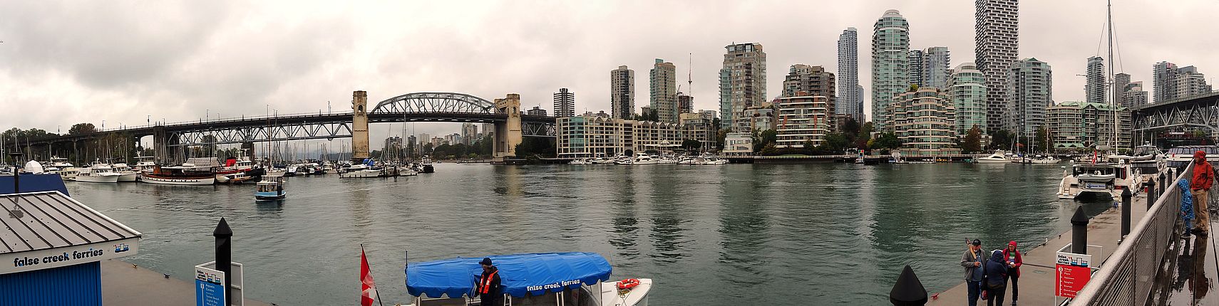 False Creek skyline and Burrard bridge in Vancouver.