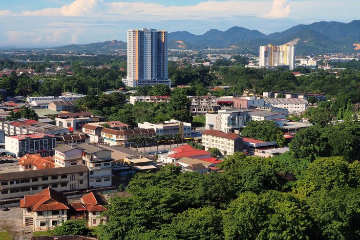 Vue urbaine de Kampung Paloh à Ipoh.
Altitude : 70 mètres