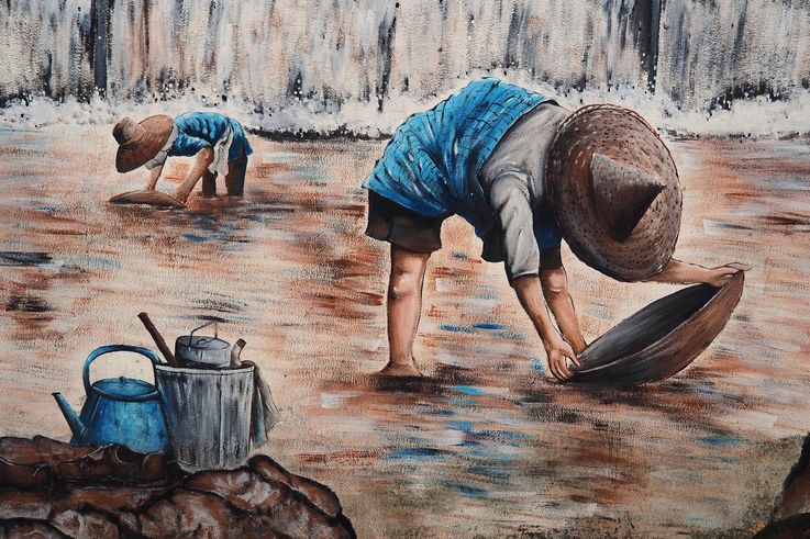 Art de rue représentant des mineurs d'étain à Ipoh, Kampung Paloh.
Altitude : 4 mètres